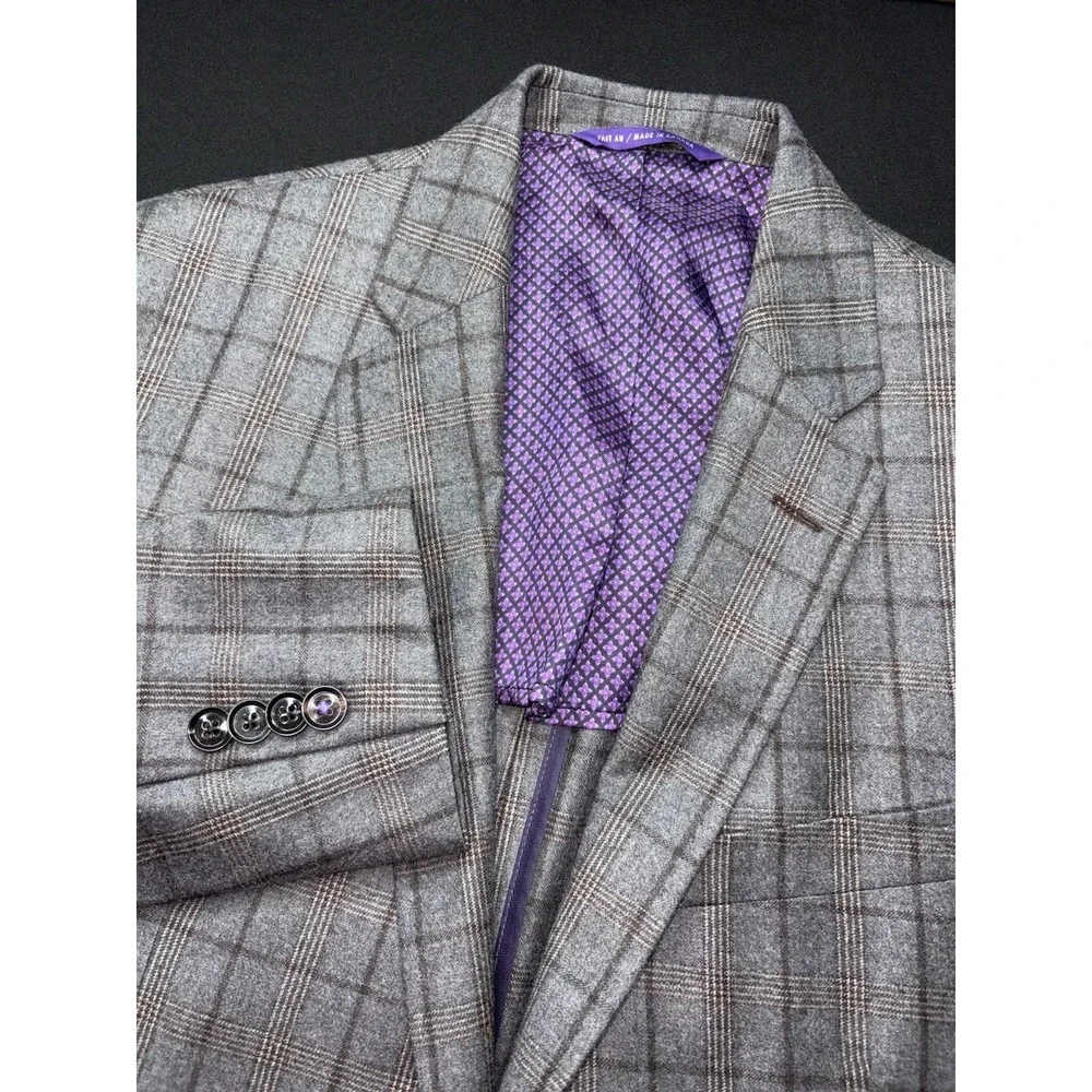 TED BAKER Endurance JAY Two Button Wool Blazer Jacket Mens 42L Gray  Windowpane